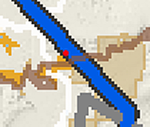 Blue path - the wolf. Red dot - Our House